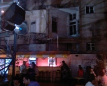 A great cheap bar on a Terrasse of an old building